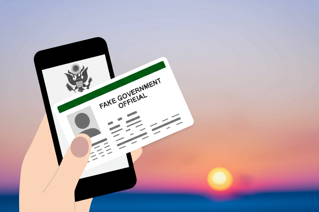 Person receiving call from fake government official